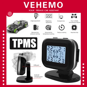 

TPMS USB SOLAR Android Cigarette Lighter Plug TMPS Tire Pressure Monitor Tmps High Temperature 4 Sensors for Honda for Toyota
