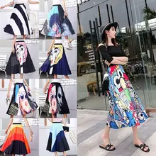 Модная женская плиссированная юбка с высокой талией в стиле бохо, Юбки миди, эластичное Длинное Платье Макси