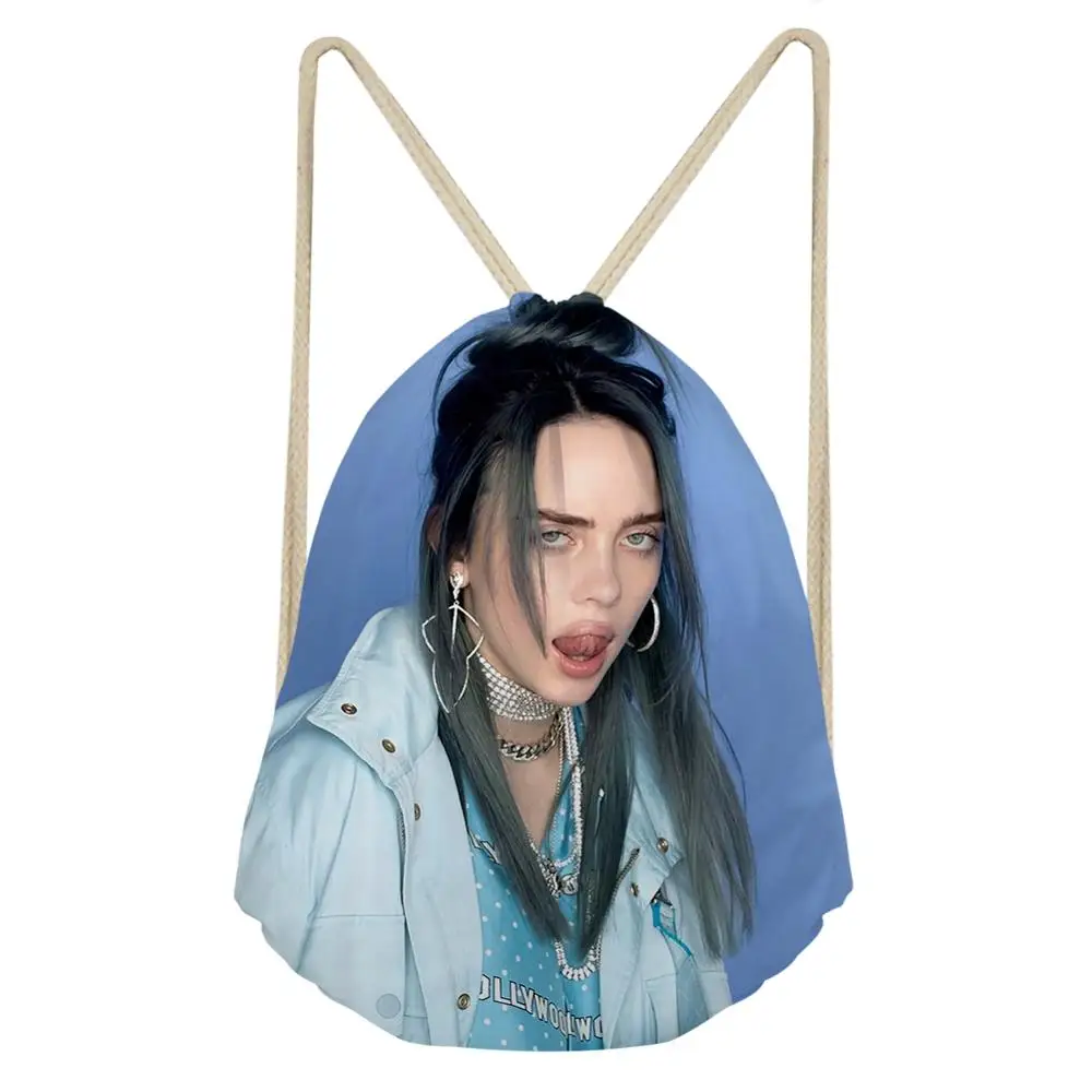 Модные сумки Billie Eilish на шнурке для женщин и девочек, рюкзак на шнурке, Детский рюкзак на шнурке, дорожный мешочек для хранения