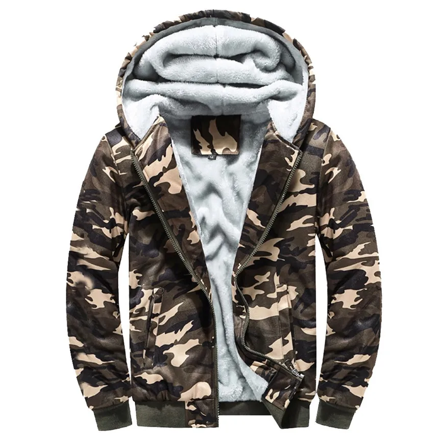Camouflage Куртка, парка, Мужское пальто, зимняя одежда, мужская камуфляжная толстовка с капюшоном, теплый флисовый свитер на молнии, куртка, верхняя одежда, пальто, мужские парки - Цвет: Camouflage