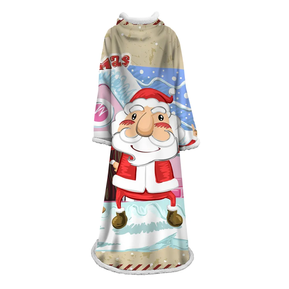 

Christmas Super Soft Comfy Warm Plush Throw with Sleeves TV Blanket Wrap Robe Cover for Lounge Chair Couch