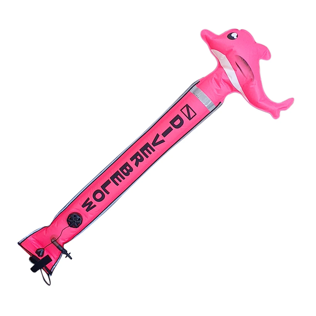 SMB Surface Marker Buoy Inflatable Signal Tube Float for Scuba Diving Divers - Funny Dolphin Design 
