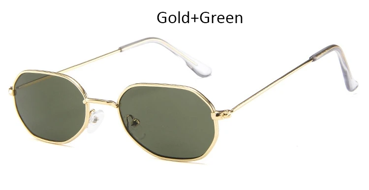Винтажные Квадратные Солнцезащитные очки в металлической оправе для женщин, брендовые солнцезащитные очки для женщин, прозрачные оттенки для женщин, трендовые розовые женские очки - Цвет линз: Gold Green