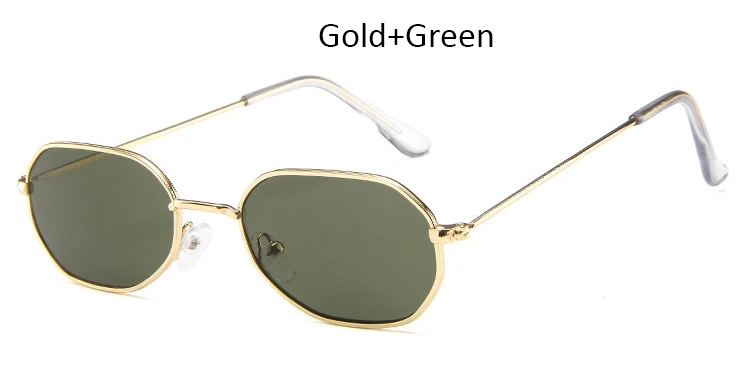 Gold Green Винтажные Квадратные Солнцезащитные очки в металлической оправе для женщин, брендовые солнцезащитные очки для женщин, прозрачные оттенки для женщин, трендовые розовые женские очки - Цвет линз: Gold Green