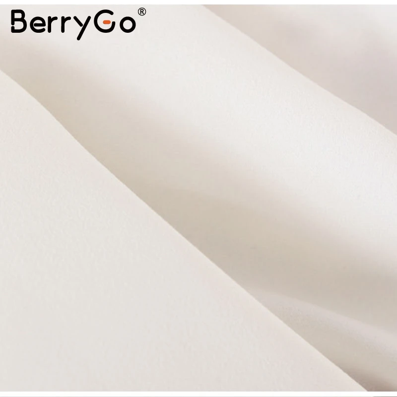BerryGo Сексуальная элегантная белая блузка с глубоким v-образным вырезом повседневная короткая рубашка с длинными рукавами осенне-зимняя уличная мода с бантом однотонные офисные женские топы