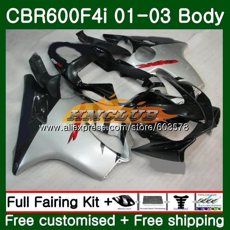 Средства ухода за кожей для HONDA CBR 600 F4i CBR 600F4i 600 FS 2001 2002 2003 70CL. 35 CBR600F4i CBR600FS CBR600 F4i 01 02 03 Обтекатели черный, серебристый цвет - Цвет: No. 1