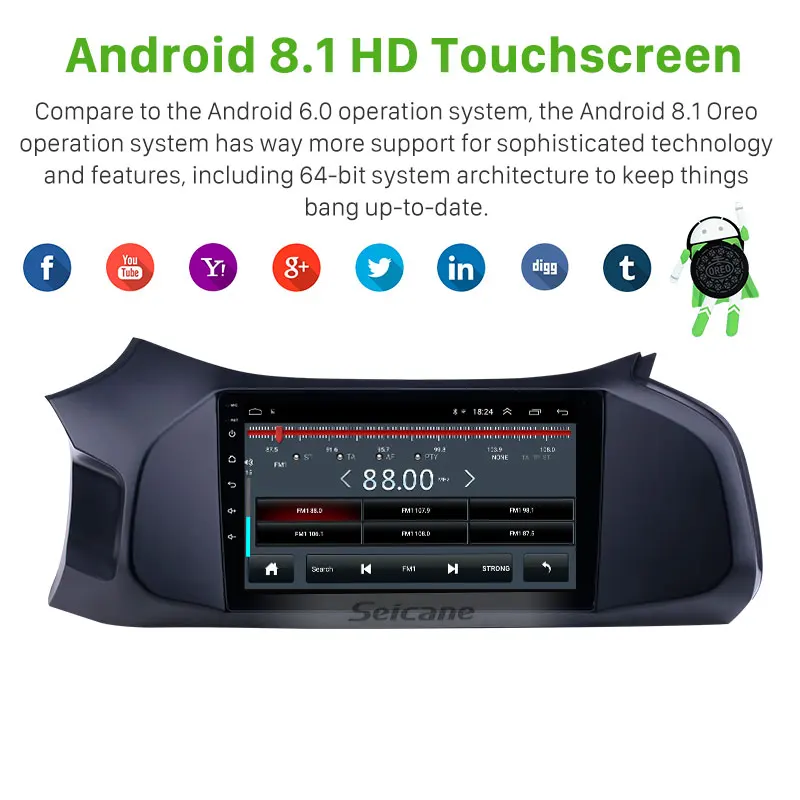 Seicane Android 8,1 " Автомобильный мультимедийный плеер gps навигация для 2012 2013- Chevy Chevrolet Onix поддержка SWC Carplay DVR