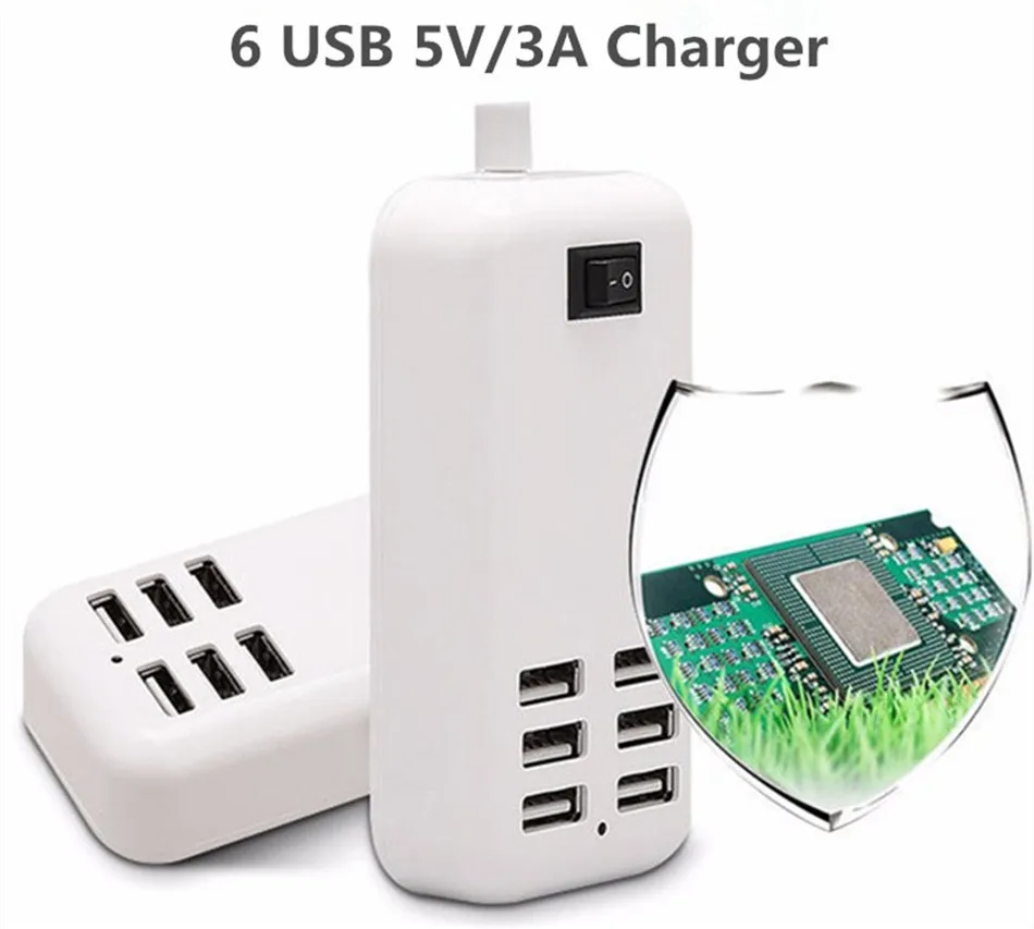 6 USB зарядное устройство EU/US Plug 6 usb портов несколько настенных 20 Вт 3A 1,5 м смарт-адаптер для мобильного телефона планшета зарядное устройство для iPhone iPad