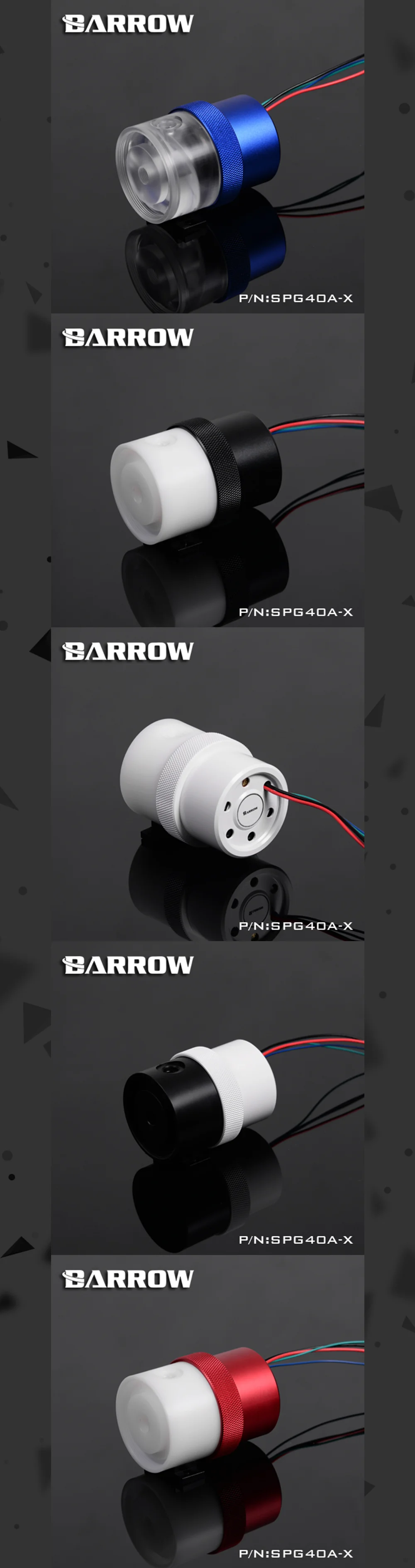 Barrow SPG40A-X, 18W PWM Pumps, Maximum Flow 1260L/H, Compatible with D5 Series Pump Cores and Components  