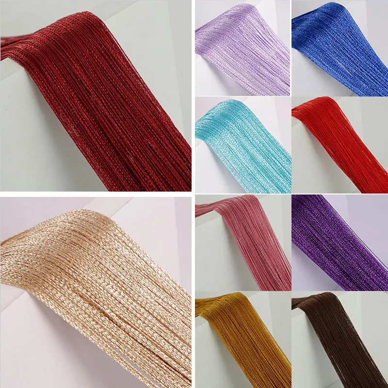 

Solid Color String Curtain 100cm*200cm Coffee Gray White Black Classic Line Curtain Window Blind Vanlance Room Divider