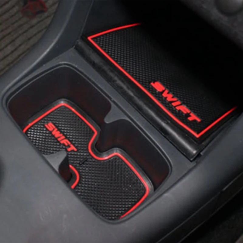 Car Mat for Suzuki Swift 2005 To 2014 Anti Slip Car Door Slot Rubber Latex Groove Mats Interior Cup Cushion Car-Styling car non slip mat,non slip mat