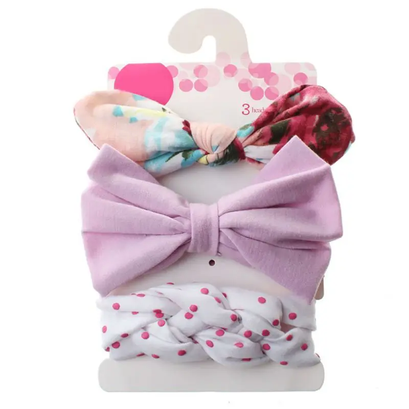 3 шт.; головные уборы для девочек; милая повязка на голову с цветочным рисунком для новорожденных; эластичная повязка на голову с лентой для малышей; повязка на голову с бантом для девочек
