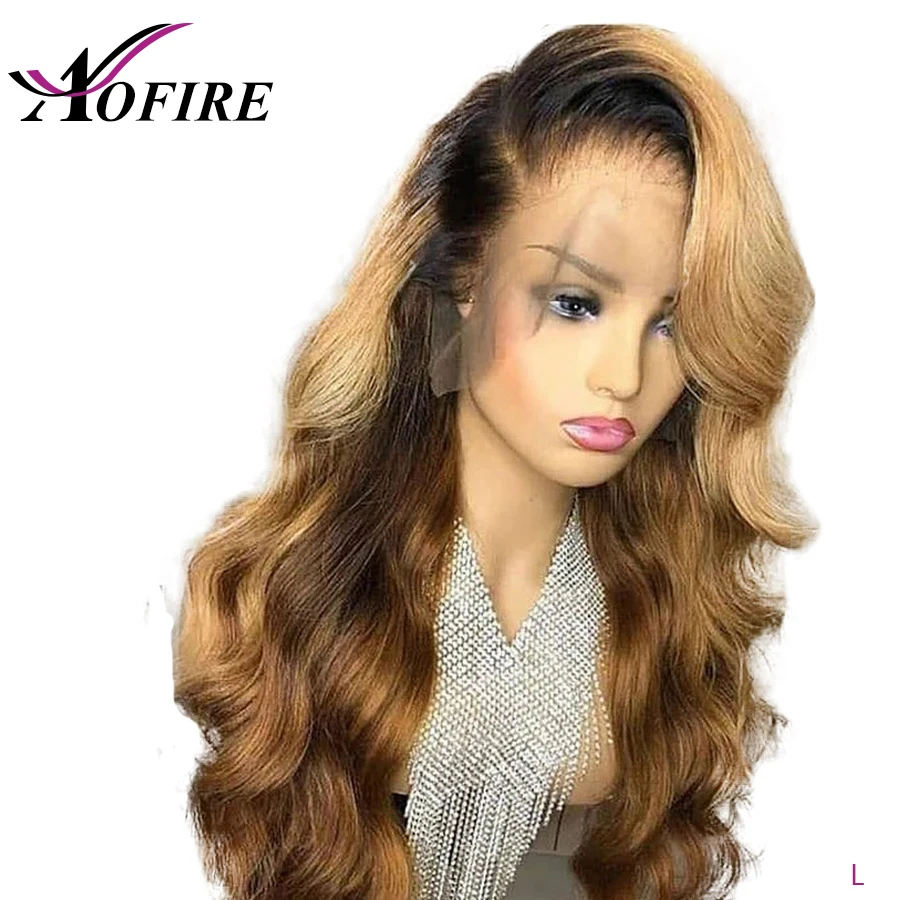 

Brazilian Body Wave 13X6 Lace Front Human Hair Wigs Pre Plucked Honey Blonde Remy Ombre Color Glueless Wig 130% Density Aofire