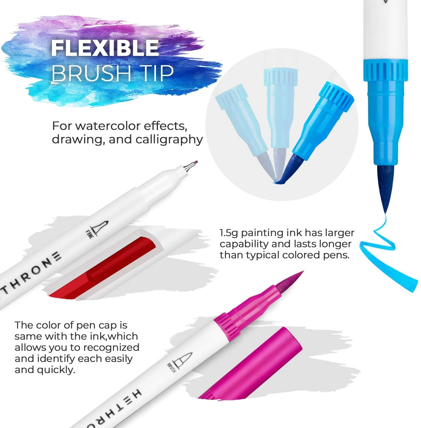 Hethrone 100 шт. маркер для рисования FineLiner ручка с двойными наконечниками кисть
