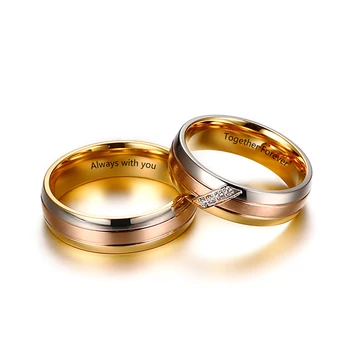 

Personalized Engraved Name Rings for Men Women Stainless Steel Custom Engagement Band Wedding Ring with CZ Stone Pormise Jewelry