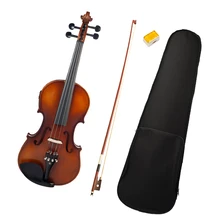 1 Set Solid Wood Silent Electric Acoustic Violin with Storage Bag Bow Rosin- 4/4