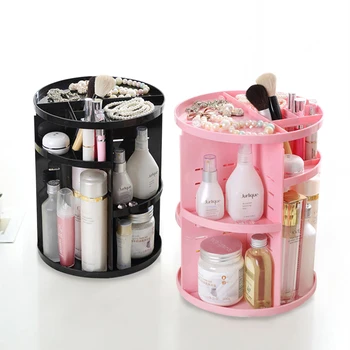 

360 Fashion-degree Rotating Makeup Organizer Brush Holder Jewelry Case Cosmetic Storage Box Shelf Holder Sponge Holder
