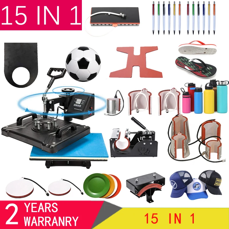 

15 In 1 Heat Press Machine,Sublimation Printer/shoe Transfer Machine Pen Heat Press For Mug/Cap/T shirt/shoe/bottle/pen/football