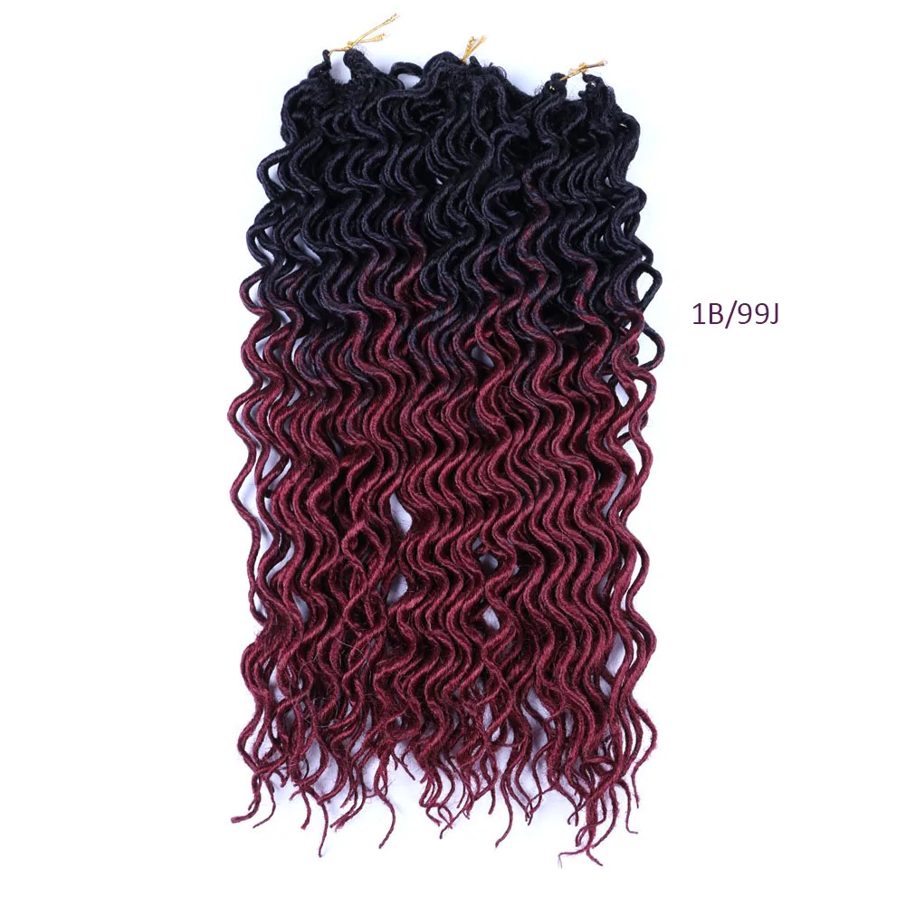 Синтетические волосы, 18 дюймов, 100 г, Омбре, плетенные волосы, faux locs CURLY, вязанные крючком волосы для наращивания, мягкие дреды, вязанные крючком косички, дреды