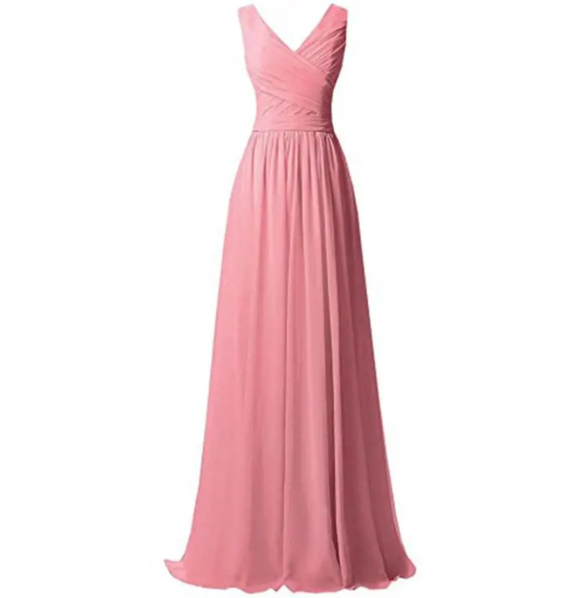 Vestido madrinha2019 шифоновый сексуальный v-образный вырез 3 стиля мятный зеленый Румяна Розовый Серый Фиолетовый королевский синий Длинные платья подружек невесты - Цвет: Dusty Rose