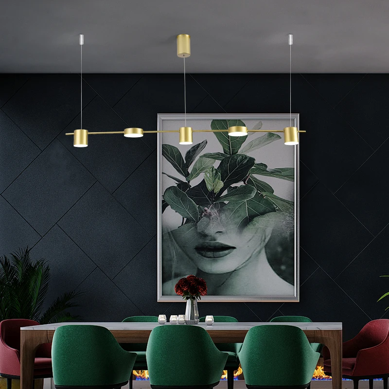 Restaurant chandelier simple modern dining table lamp Nordic creative long strip hotel front desk chandelier bar Chandelier afbeelding