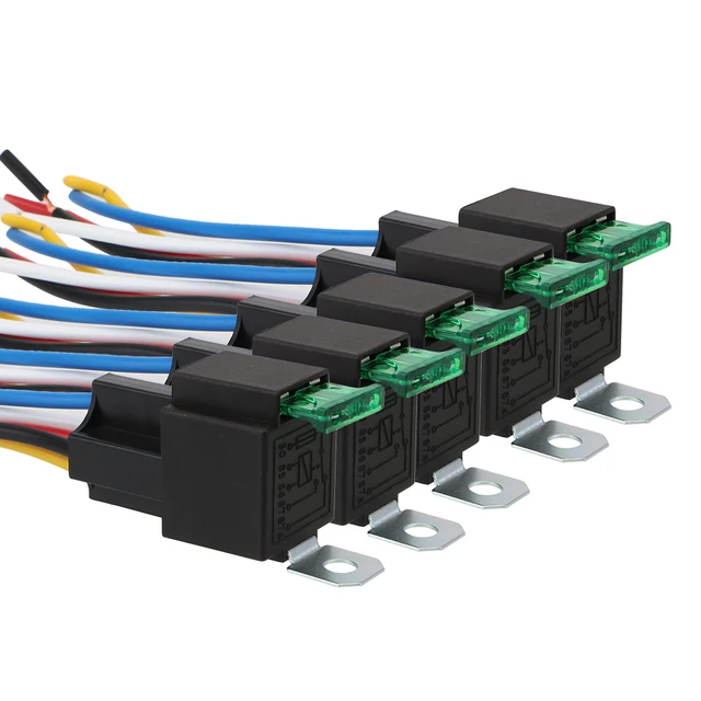 Built In Diode 3 PCS 12V Fuse Relay Switch Harness Set - 5 Pin 30A SPST ...