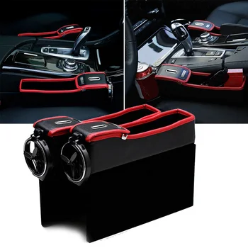 

Car Seat Gap Coin Smartphone Collector Cup Holder Storage Organizer Universal PU Leather Car Styling Accessories
