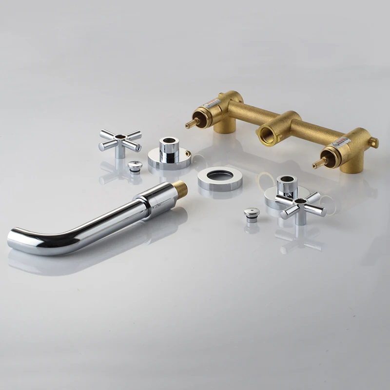 Bathroom Sink Mixer Hot & Cold Basin Tap For Antique Black Brass Double Handle Wall Mounted