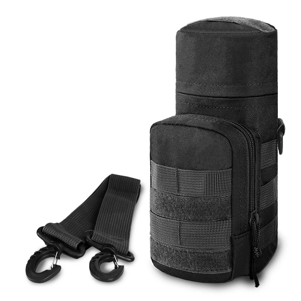 Тактический чехол для бутылки воды, сумка для чайника, военный прочный держатель для бутылки, поясная Сумка для кемпинга, пешего туризма, альпинизма, охоты - Цвет: Black