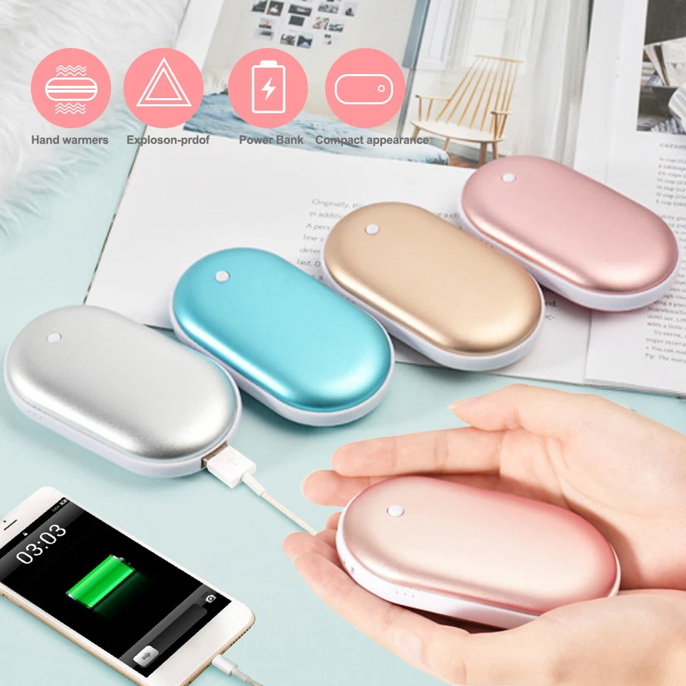 Rechargeable Hand Warmer 5200mAh USB Heater Power Bank Electric Pocket Warmers 