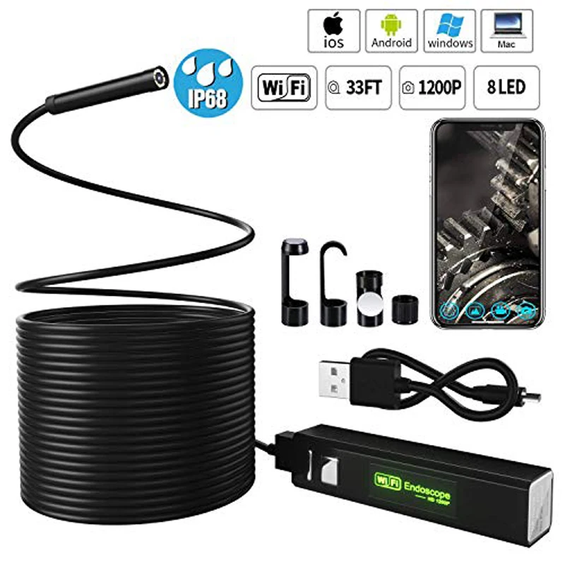 

Wifi USB Borescope IP68 Waterproof Inspection Camera with Semi-rigid Flexible Cable for Smart phone Wireless Endoscope