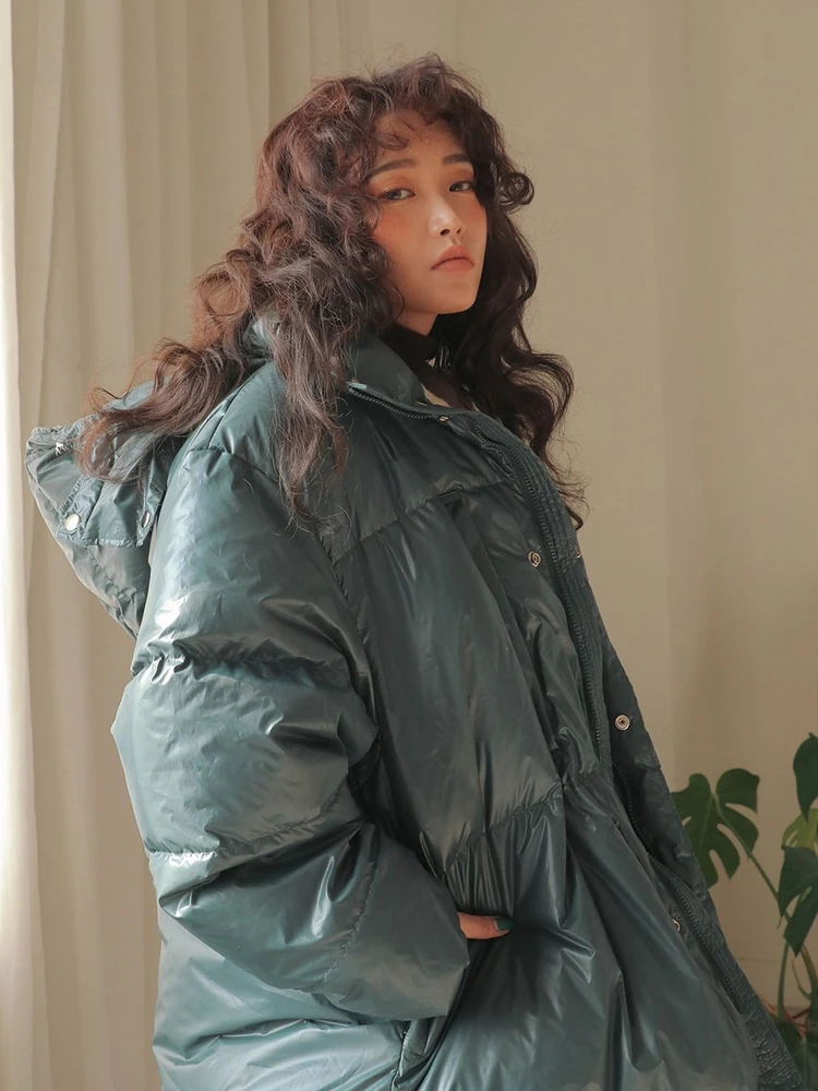 WHITNEY WANG Parkas зимняя модная уличная однотонная парка с капюшоном больших размеров Женское пальто с хлопковой подкладкой плотное зимнее пальто