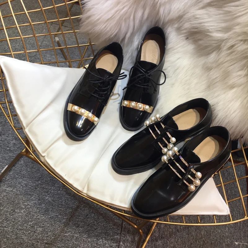 Новые туфли на плоской подошве со стразами; chaussures femme; женская обувь; sapato feminino buty damskie; женские туфли-оксфорды