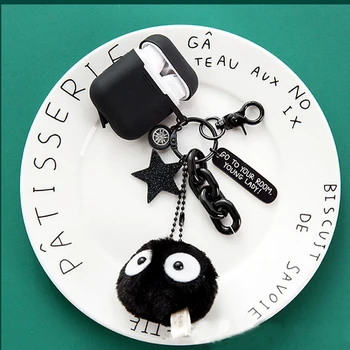 

Black Totoro Briquettes Silicone Earphone Case for Apple airpods key ring Protective Cover Bluetooth cases sell at a loss