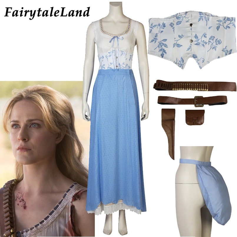 Westworld Dolores Abernathy Blue Dress Cosplay Costume Halloween Custom Made!QW