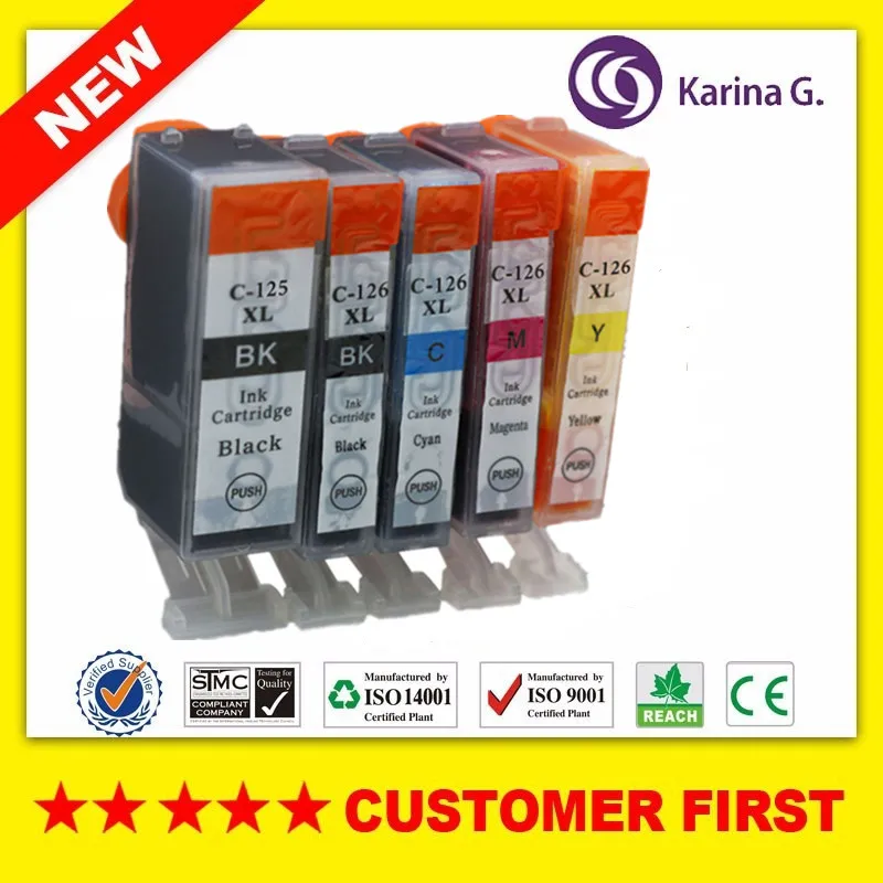 

Совместим с Canon PGI125 CLI126 PGI-125 CLI-126, картридж с чернилами подходит для Canon PIXMA IP4810/IP4910/IX6510/MG6110/MG6210 и т. д.