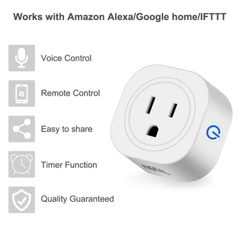 

2 Pack 10A Smart Plug, Wifi Socket Outlet Work with Alexa Google Assistant IFTTT,Overload Protection and Timer Function US Plug