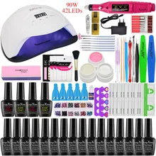 Набор для ногтей 90 Вт Светодиодный УФ-лампа для ногтей Набор для сушки гель-лака для замачивания маникюра Гель-лак для ногтей набор УФ-удлинитель для маникюра