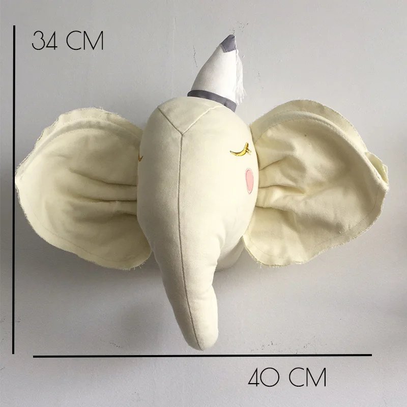 Украшение для детской комнаты, 3D головы животных, слон, олень, единорог, голова, Настенный декор для детской комнаты, украшение детской комнаты - Цвет: Elephant C cotton