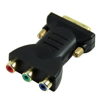 

1 DVI-I24 +5 Male to 3 RCA Female Connector Converter Adapter (Black)