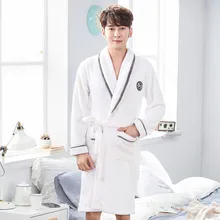Мужское зимнее кимоно сексуальное Белое Коралловое флисовое ночное белье Ночная рубашка интимное нижнее белье фланелевая Домашняя одежда теплый Халат