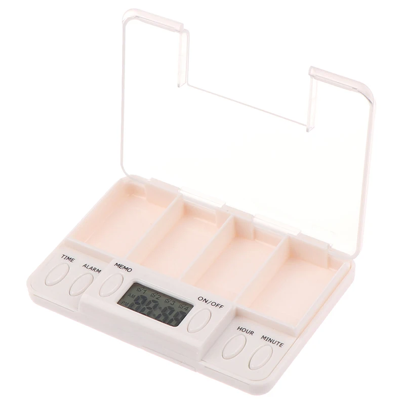 1Pcs Portable Travel 2/4 Grids Intelligent Electronic Timing Pill Case Alarm Timer Pills Reminder Storage Box High Quality