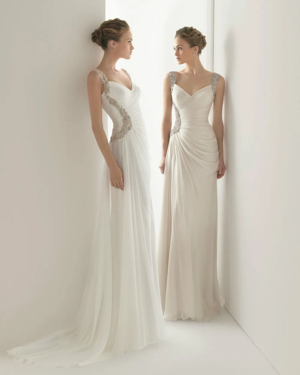 

free shipping zuhair dress 2016 New design hot seller Beaded Strap Chiffon Custommade size/color white/ivory Bridesmaid Dresses