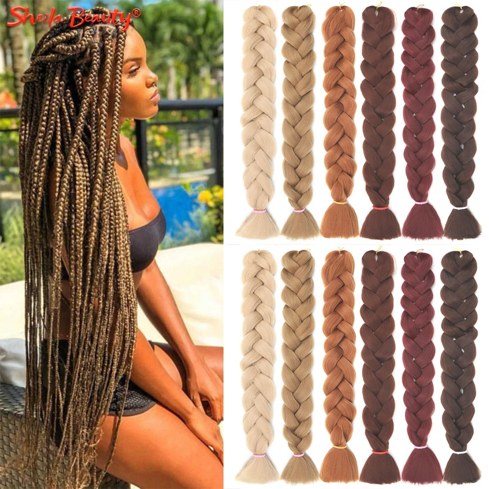 3 Pieces Jumbo Braid Synthetic Hair 24 Inch Kanekalon Hair Braiding  Extensions Kanekalon Braids Box Braid Hair Synthetic Hair To Braid (Black  to Dark