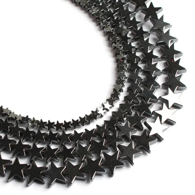 Natural Stone Beads Black Hematite Zebra Jespers Round Spacer Beads for Jewelry Making DIY Bracelet Necklace Accessories 15'' Star Hematite