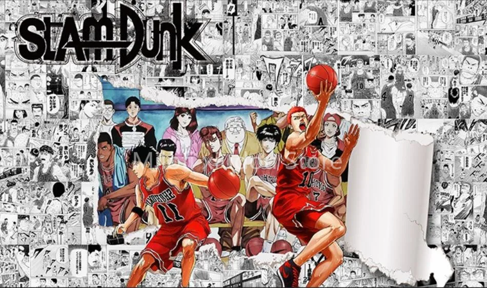 Milofi пользовательские 3D обои аниме Slam Dunk мастер черно-белый комикс мультфильм детская комната цельный фон стены