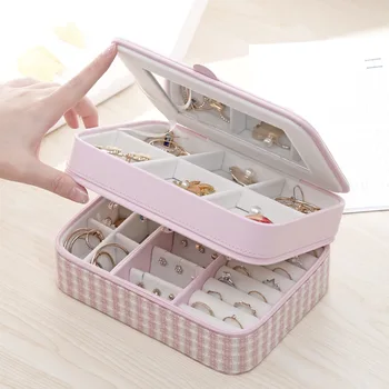 

candy color fashion women luxury jewelry box mini style leather Jewelry Storage Case for Home Travel girl gift 200807-07