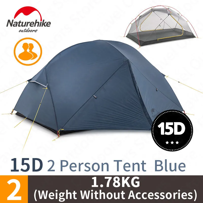 Naturehike Mongar 15D Ultraleicht Camping Zelt 2 Personen Nylon Doppel Schicht Wasserdichte
