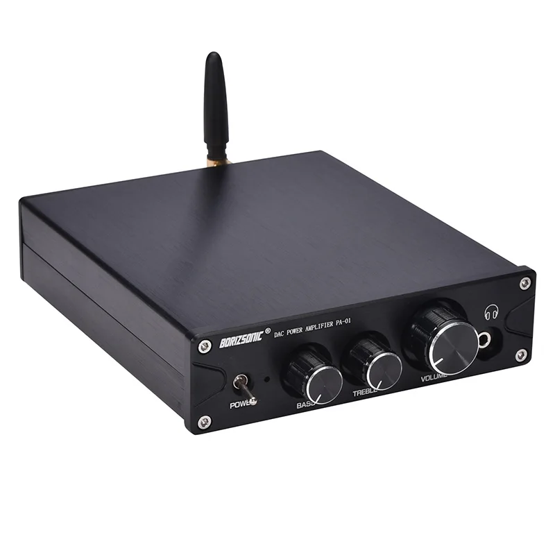 BORIZSONIC PA-01 HiFi усилитель мощности TPA3116 Bluetooth 5,0 APTX ES9018K2M DAC стерео класса D усилитель для наушников 100 Вт* 2 - Цвет: black