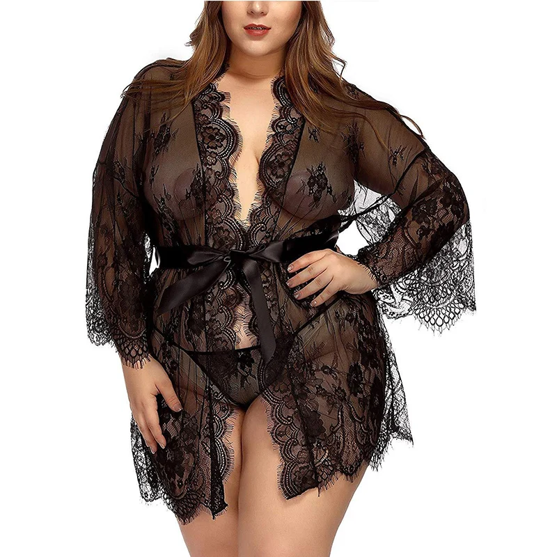3XL Сексуальное женское белье размера плюс атласное кружевное черное интимное